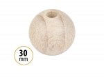 European Round Wood Bead 30mm x1 - Natural 