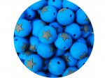 1 x Star Silicone Teething Bead 15mm - blue & gray