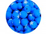 1 x Star Silicone Teething Bead 15mm - blue & light blue