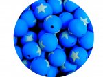 1 x Star Silicone Teething Bead 15mm - blue & light mint