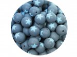 1 x Star Silicone Teething Bead 15mm - gray & light blue