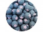 1 x Star Silicone Teething Bead 15mm - gray & light pink