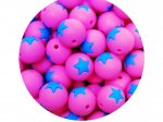 1 x Star Silicone Teething Bead 15mm - pink & blue