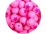 1 x Star Silicone Teething Bead 15mm - pink & hot pink