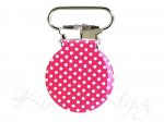 1 pc x 7/8" Polka Dots Dummy Clips 20mm - Hot Pink