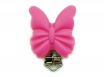 1 x Butterfly Silicone Dummy Clips - Pastel Hot Pink