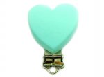 1 x Heart Silicone Dummy Clips - Aqua