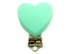1 x Heart Silicone Dummy Clips - Mint