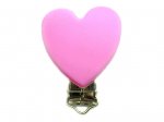 1 x Heart Silicone Dummy Clips - Pink