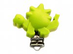 1 x Dinosaur Silicone Dummy Clips  - Lime Green
