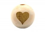 1 x Engraved Round Wood Bead 20mm - Heart