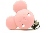 1 x Mouse Face Silicone Dummy Clip - Blush Pink