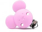 1 x Mouse Face Silicone Dummy Clip -  Pink