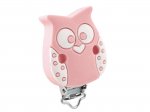 1 x Owl Silicone Dummy Clip - Blush Pink
