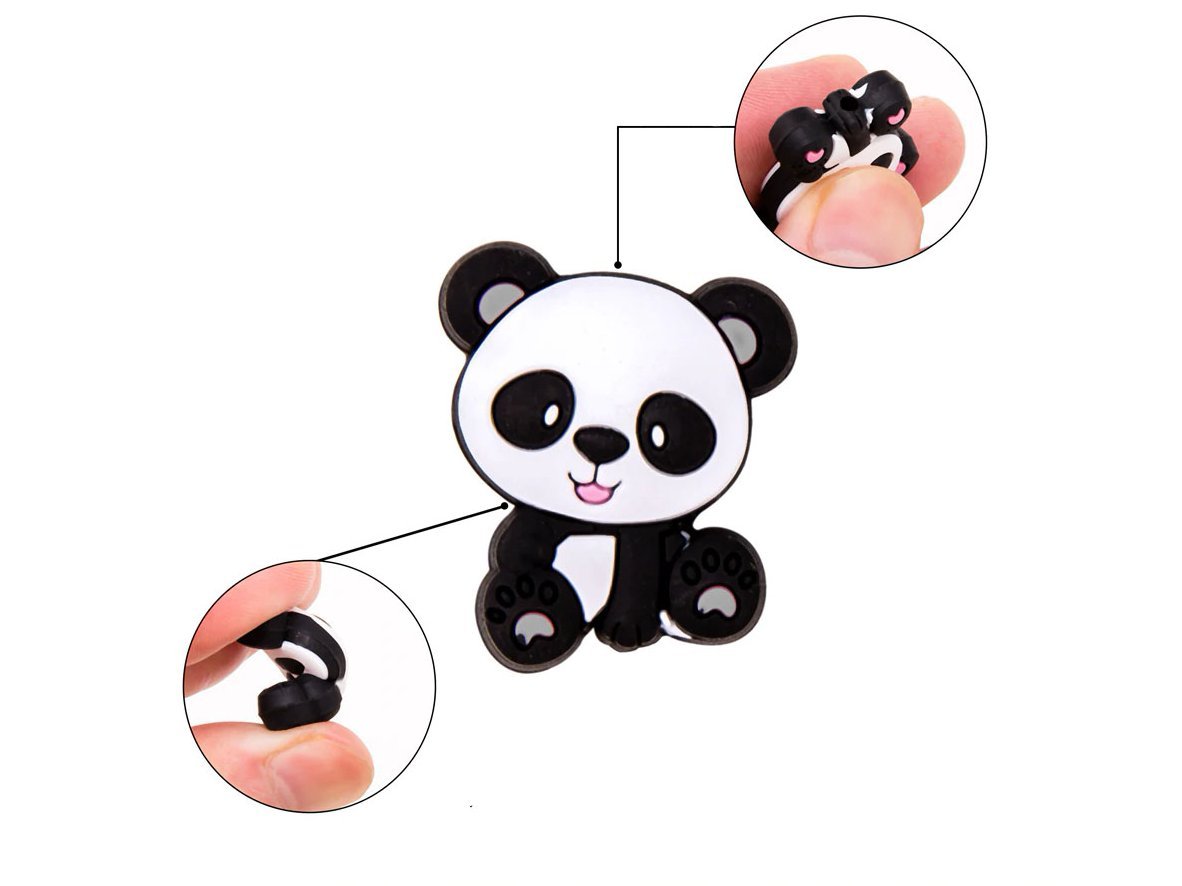 Panda Bear with GRAY Paw Beads Silicone Beads Wholesale Silicone Panda Bear Silicone Beads Panda Bear  Shaped Silicone Beads Beads