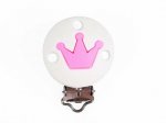 1 x RD Crown Silicone Dummy Clip -  White/Pink