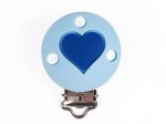 1 x RD Heart Silicone Dummy Clip - Blue/Navy