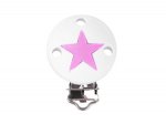 1 x RD Star Silicone Dummy Clip -  White/Bright Pink