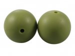 1 x Round Silicone Teething Bead 15mm - khaki green 