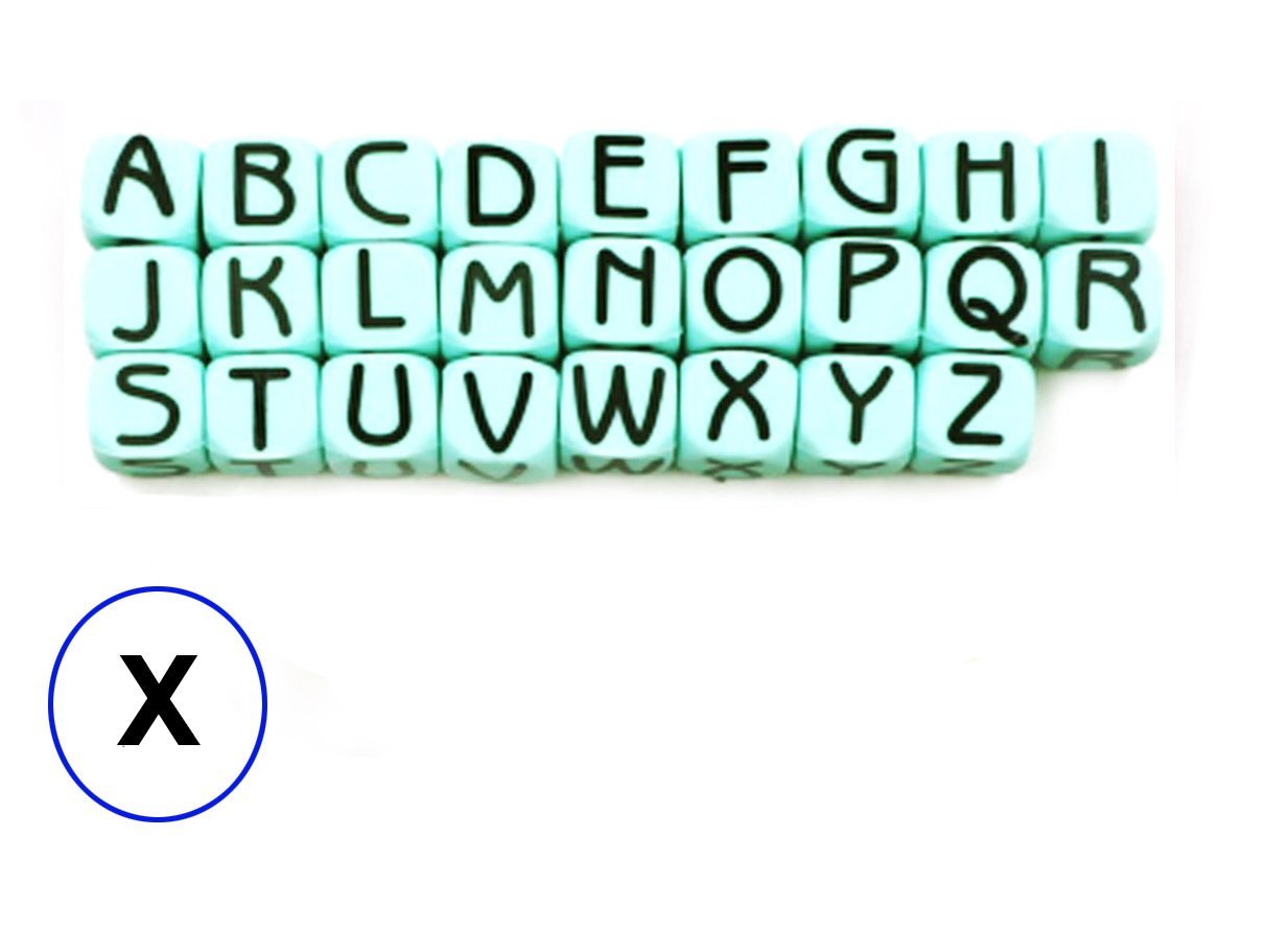 Mint Green 10mm Silicone Letter Beads Small Silicone Alphabet 