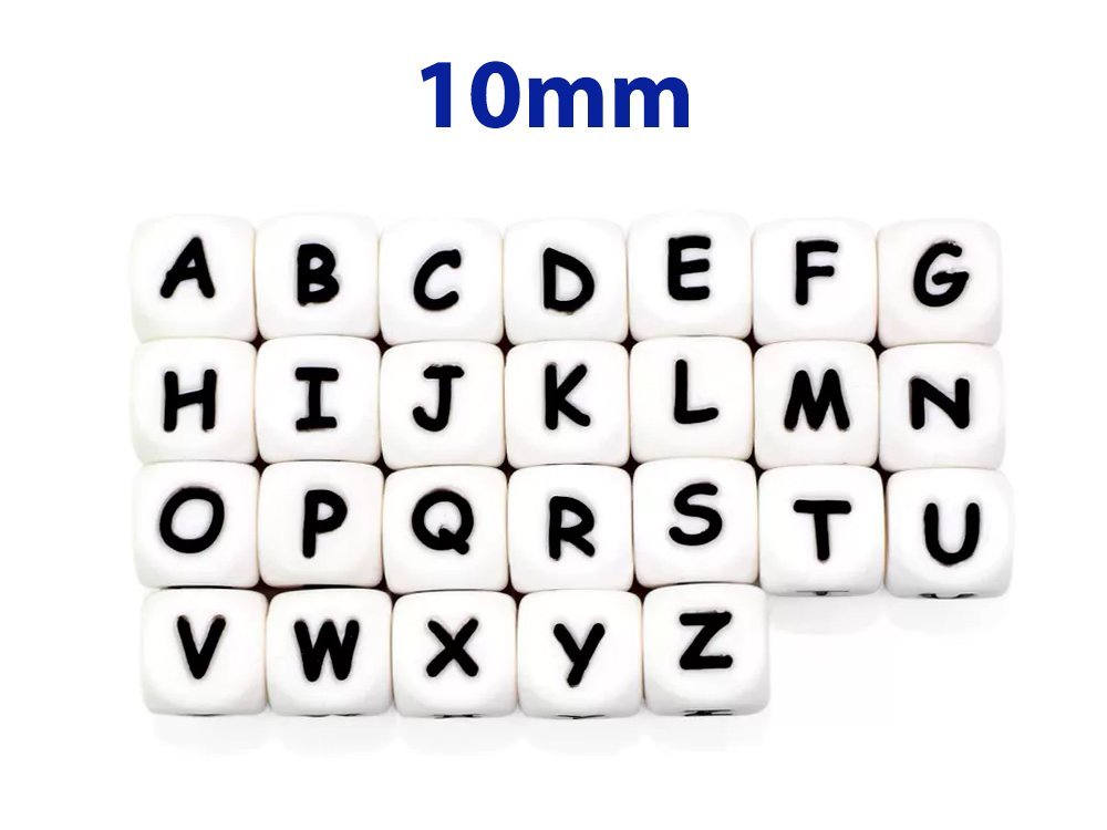 Silicone Teething Beads 104Pcs DIY Teether Beads BPA Free Alphabet Letter Beads Bulk for Baby Name / Letter, White