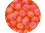 1 x Heart Silicone Teething Bead 15mm - salmon & pink