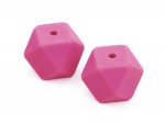 1 x Hexagon Silicone Bead 17mm - hot pink