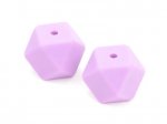 1 x Hexagon Silicone Bead 17mm - pink 