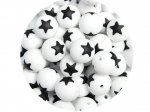 1 x Star Silicone Teething Bead 15mm - white & black