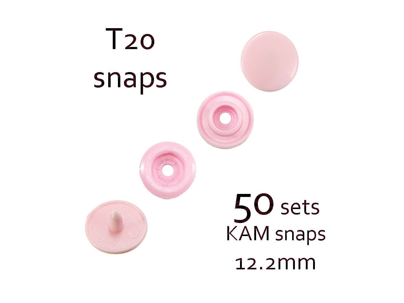 50 x KAM Snaps T20 - B18 Light Pink