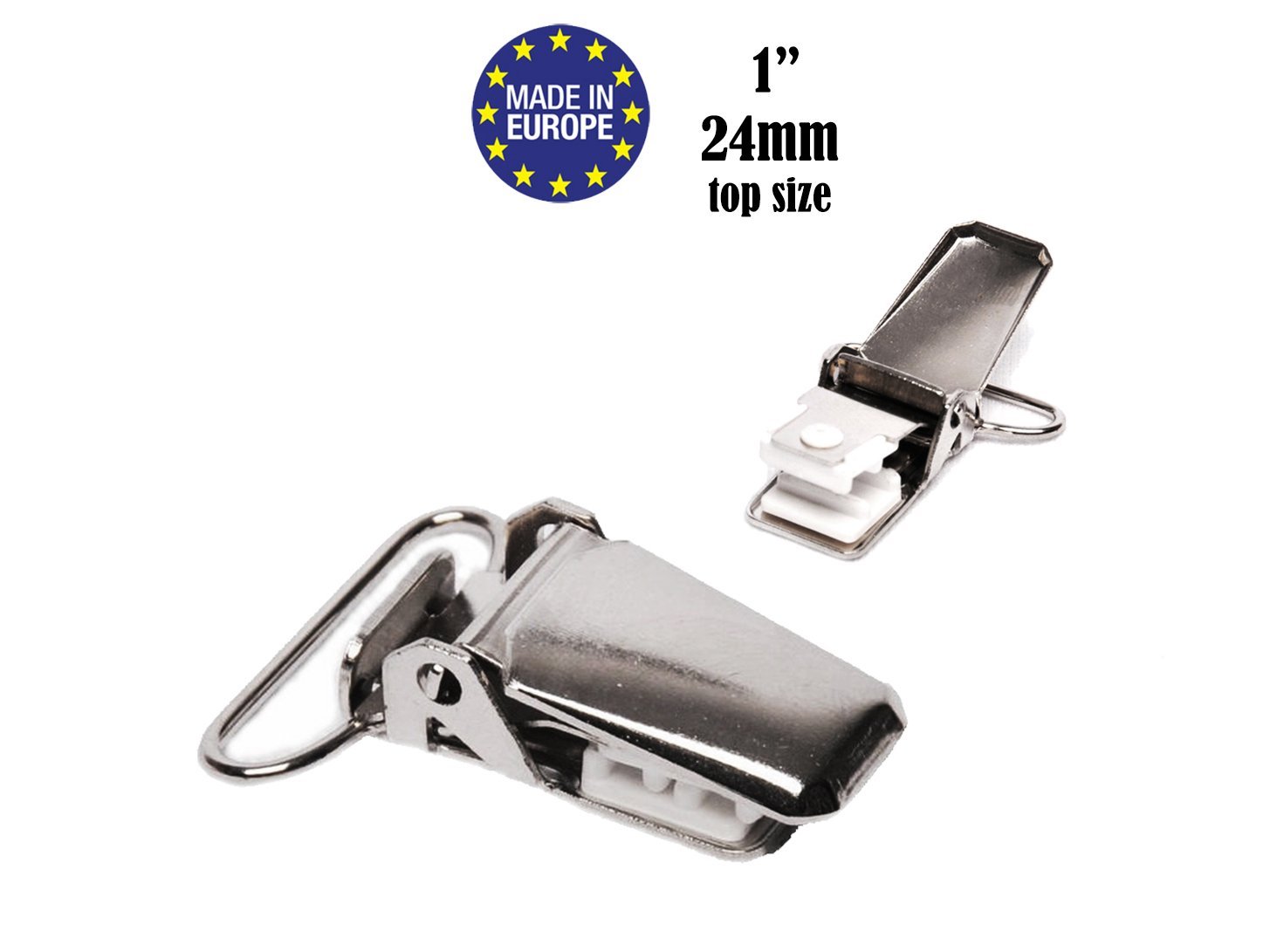 3/4 Finger Tip Style Metal Suspender Clips With Plastic Protection Insert:  Nickel Color 